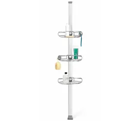 Simplehuman Drążek narożny z regulowanymi półkami prysznicowymi / stal / aluminium / 152-243cm