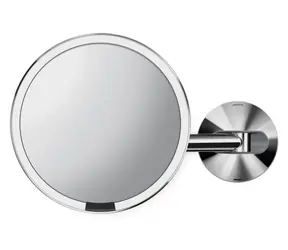 Simplehuman Lustro kosmetyczne na ścianę/Czujnik/Oświetlenie LED/5x/siatka/błyszcząca stal nierdzewna