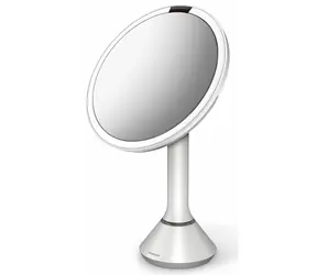 Simplehuman Lusterko kosmetyczne Sensor Touch / PODWÓJNE Oświetlenie LED / 5x / akumulator / biała stal