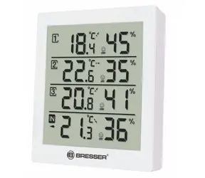 Bresser Temeo Hygro Quadro biały / wskaźnik 4 temperatur i wilgotności powietrza