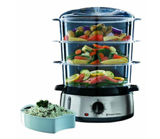 Russell Hobbs Cook@Home 19270-56 czarny / Parowar / 800 W / 9L / 3 pojemniki / timer / stal nierdzewna 