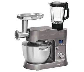 Clatronic KM 3674 tytan / Robot kuchenny / 1200 W / 10 prędkości / Miska 6,2 l / Miska miksująca 1,5 l