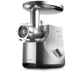 Kenwood MG700 srebrny / Maszynka do mielenia mięsa / 2000 W / 3 kg na min. / 3 tarcze szlifierskie / 2 nakładki / rewers