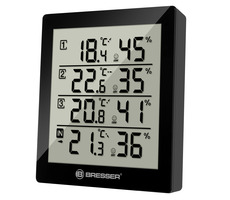 Bresser Temeo Hygro Quadro czarny / Termometr i higrometr / 4 czujniki