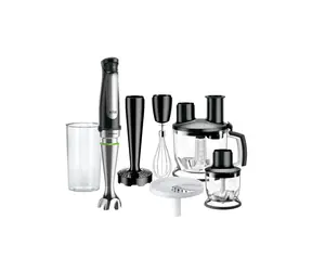 Braun MQ 7087 / blender ręczny / 1000W / pojemniki 1,5&0,6&0,35 L / regulacja prędkości / akcesoria / kabel 1,2m / czarny