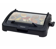 Beper 90.871 czarny / Elektryczny grill stołowy z pokrywką / 2200W / Powierzchnia grillująca 39 x 29 cm / powierzchnia nieprzywierająca