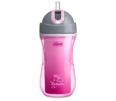 Kubek podróżny Chicco Sport Cup w kolorze słomkowego różu / 266 ml / od 14 miesiąca