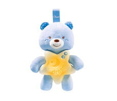Miś Chicco First Dreams z lampką nocną i melodiami w kolorze niebieskim / zasilacz 3x AA