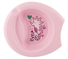 Chicco Easy Talerz do karmienia różowy / od 6 miesiąca