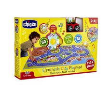 Mata do zabawy Chicco z samochodami „Mini Turbo Touch City Playmat” / 110 x 60 cm / 1 samochód / od 2 lat