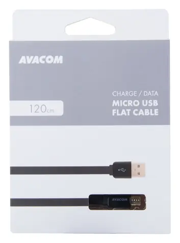 Avacom MIC-120K czarny / Kabel USB - Micro USB / płaski / 120 cm