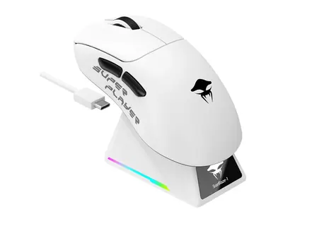 Havit StarBlaze-1 czarno-biała / Mysz gamingowa / 26000 DPI / 6 przycisków / BT 5.0 / 2,4 GHz / USB / 1,5 m