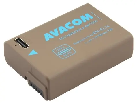 Avacom Nikon EN-EL14 USB-C / Akumulator zamienny / Li- ION / 7,4 V / 950 mAh / 7 Wh