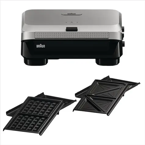 Braun Snack Maker 5 SM5005 srebrny / Opiekacz do kanapek / 800 W / wyjmowane płyty PTFE