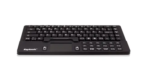 Klawiatura Keysonic KSK-5031IN czarna / Klawiatura przemysłowa / Silikonowa / IP68 / 87 klawiszy / Układ brytyjski