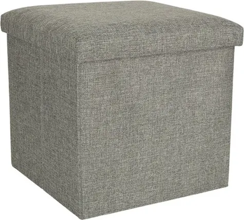 KIK Puf składany szary / Puf z miejscem do przechowywania / 38 × 38 × 38 cm / do 100 kg