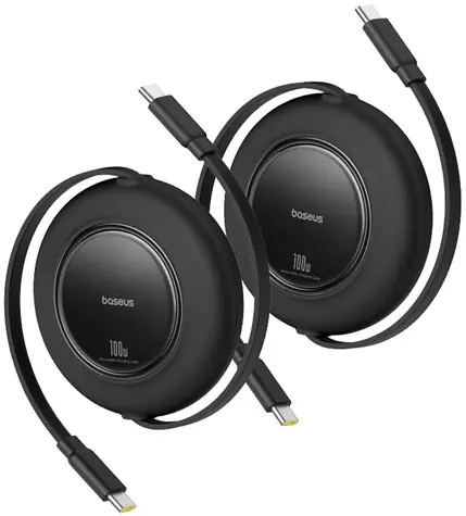 Baseus Free2Pull czarny / kabel USB-C - USB-C / 100 W / 2 m / opakowanie 2 szt.