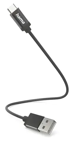 Kabel HAMA USB-A - USB-C 0,2 m czarny / Kabel ładujący / nylonowy / 480 Mbit/s