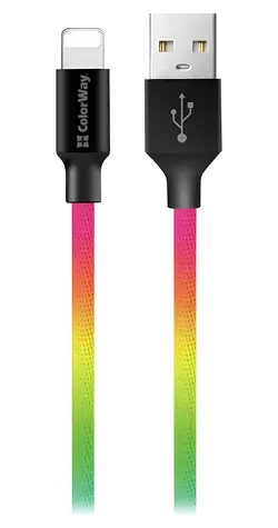 Colorway wielokolorowy / Kabel do transmisji danych / USB-A - Lightning / 1 m / 2,4 A