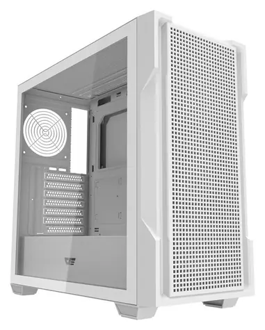 darkFlash DS900 Mesh biały / ATX / bez wentylatora / 2x USB-A / przezroczysty panel boczny / bez zasilacza