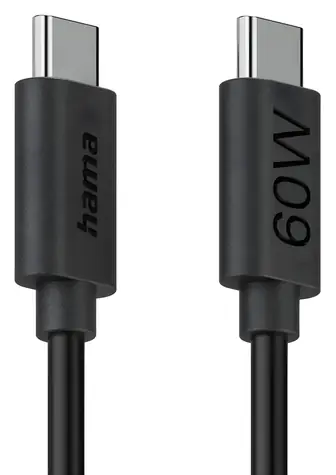 HAMA czarny / Kabel ładujący / USB-C / USB-C / 60 W / 1,2 m