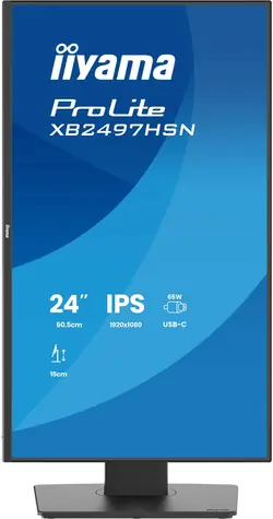 24" iiyama ProLite XB2497HSN-B1 czarny / Monitor / IPS / 1920x1080 / 120 Hz / 1 ms / USB-C 65 W / HDMI / DP / głośnik
