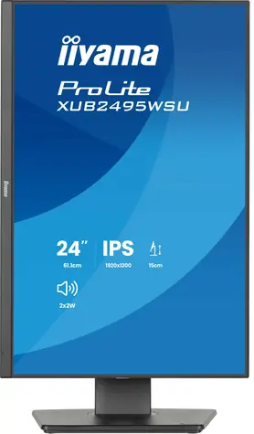 24,1" Iiyama ProLite XB2495WSU-B1 czarny / Monitor / IPS / 1920x1200 / 16:10 / 100 Hz / HDMI+DP+USB-C / obrotowy