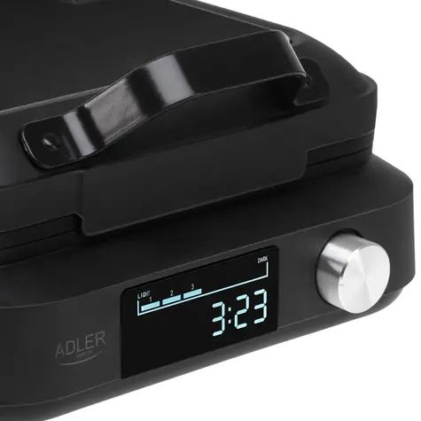 Adler AD 3087 czarny / Gofrownica / 1500 W / Wyświetlacz LED / Timer / Powierzchnia nieprzywierająca
