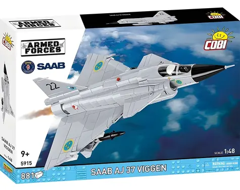 Cobi 5915 Szwedzki samolot myśliwski Saab AJ 37 Viggen / Zestaw / 1:48 / 881 elementów / od 9 lat