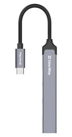 Colorway CW-HUB04 ciemnoszary / hub USB / USB-C / 1x USB 3.0 / 3x USB 2.0
