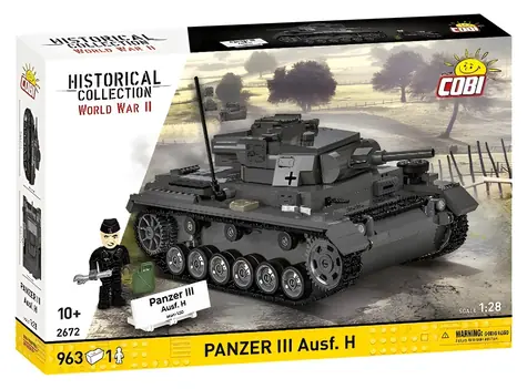 Cobi 2672 II WW Panzer III Ausf.H / Zestaw konstrukcyjny / 1:28 / 963 klocki / 1 figurka / od 10 lat