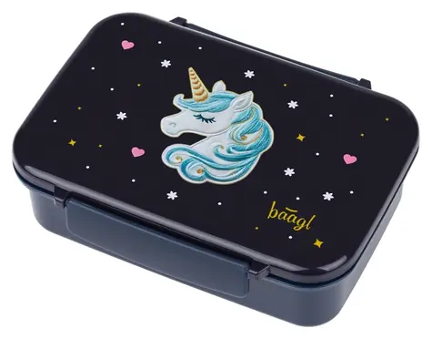 BAAGL Unicorn Gold / Pudełko na przekąski z przegródkami / Bez BPA / Można używać w kuchence mikrofalowej i zmywarce