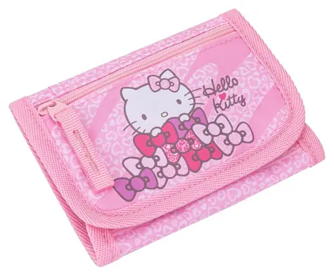 BAAGL Hello Kitty Sweet Leopard GRS / Portfel na szyję / Smycz z blokadą bezpieczeństwa / Rzep / Etykieta na imię