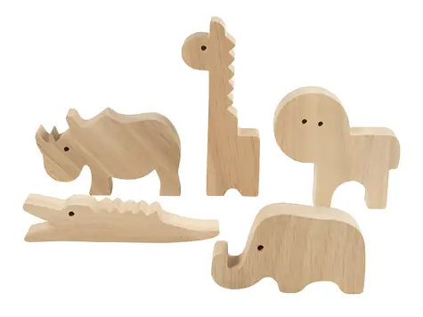 Creativ Company Drewniane zwierzęta safari / Zestaw kreatywny / 10 figurek / wysokość 3-14,5 cm / od 3 lat