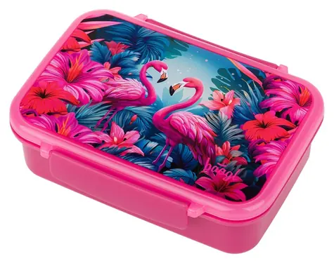 BAAGL Flamingo / Pudełko na przekąski z przegródkami / Bez BPA / Można używać w kuchence mikrofalowej i zmywarce