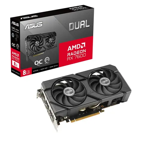Asus Dual Radeon RX 7600 EVO OC / Karta graficzna / 2300-2715 MHz / 8 GB D6 / 128-bit / 1x HDMI + 3x DP