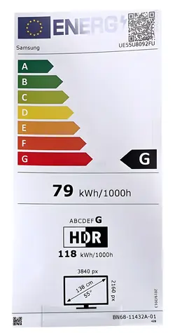 55-calowy Samsung UE55U8092FU czarny / Telewizor / 4K UHD / LED / 3x HDMI / USB / LAN / Wi-Fi / BT / ALLM / VRR / głośniki 20 W