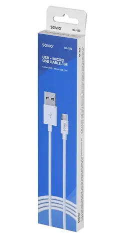 Savio CL-123 biały / USB-A - kabel micro-USB / USB 2.0 / 480 Mbit/s / 1 m
