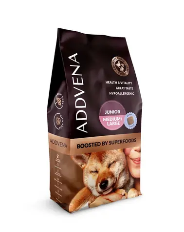 ADDVENA Boosted by Superfoods Junior Beef / Karma pełnoporcjowa dla psów / bez zbóż / średnie i duże rasy / 10 kg