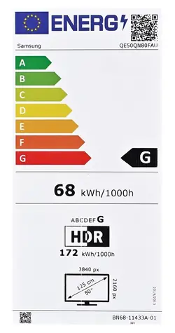 50-calowy Samsung QE50QN80F srebrny / Telewizor / 4K / Neo QLED / HDMI / USB / Wi-Fi / LAN / BT / DVB-T2/S2/C / głośniki 30 W