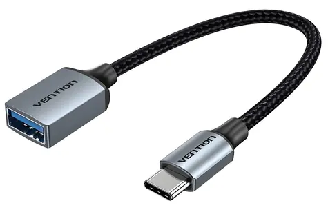 Kabel Vention / OTG / USB-C (M) - USB-A 3.0 (F) / 0,15 m / szary / USB 3.2 Gen 1