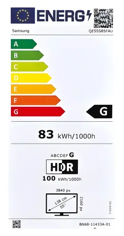 55-calowy Samsung QE55S85F czarny / Telewizor / 4K / OLED / HDMI / USB / Wi-Fi / LAN / BT / głośniki 20 W