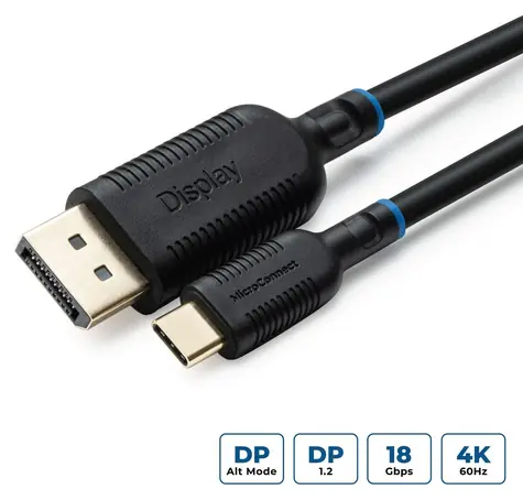 MicroConnect USB-C (M) - DisplayPort (M) 5 m czarny / Kabel / 4K