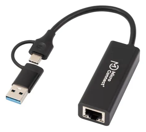 MicroConnect Premium USB-C/A do RJ45 czarny / Adapter / 0,2 m