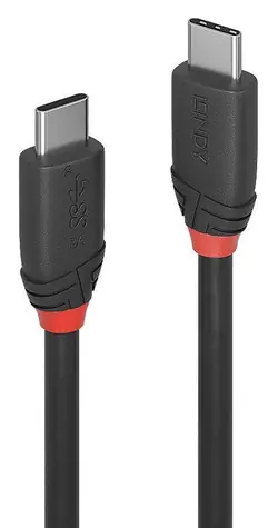 Lindy USB-C - USB-C czarny / Kabel / USB 3.2 / 10 Gbit/s / 1 m