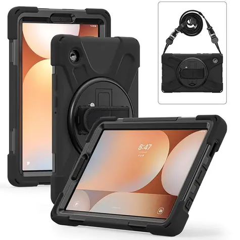 eSTUFF Samsung Galaxy Tab S10 Lite/S10 czarny / Etui / z paskiem na ramię / poliwęglan