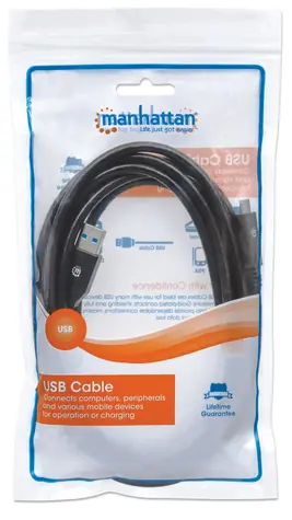 Manhattan / kabel USB-C - USB-A / USB 3.2 Gen 1 / 5 Gbit/s / 3 m / czarny