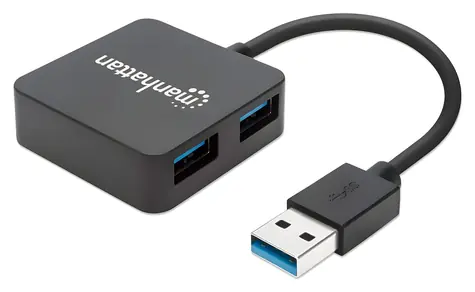 Hub Manhattan USB 3.0 czarny / 4X USB / Zasilanie magistrali