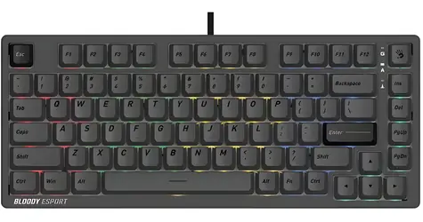 A4Tech Bloody MS76 szara / Klawiatura gamingowa / magnetyczna / 75% / Rapid spust / RGB / USB