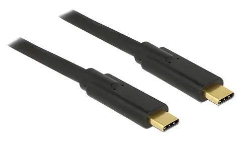 Kabel USB-C DeLock czarny / Kabel USB / USB 3.1 Gen 1 (5 Gb/s) / Typ C - Typ C / PD 5 A E-Marker / 2 m